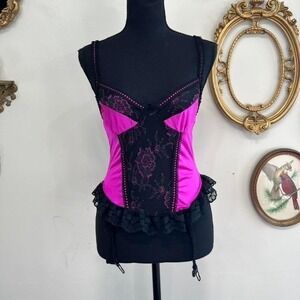 Vintage lingerie Frederick's of Hollywood Lace Garter Corset Top Size Medium